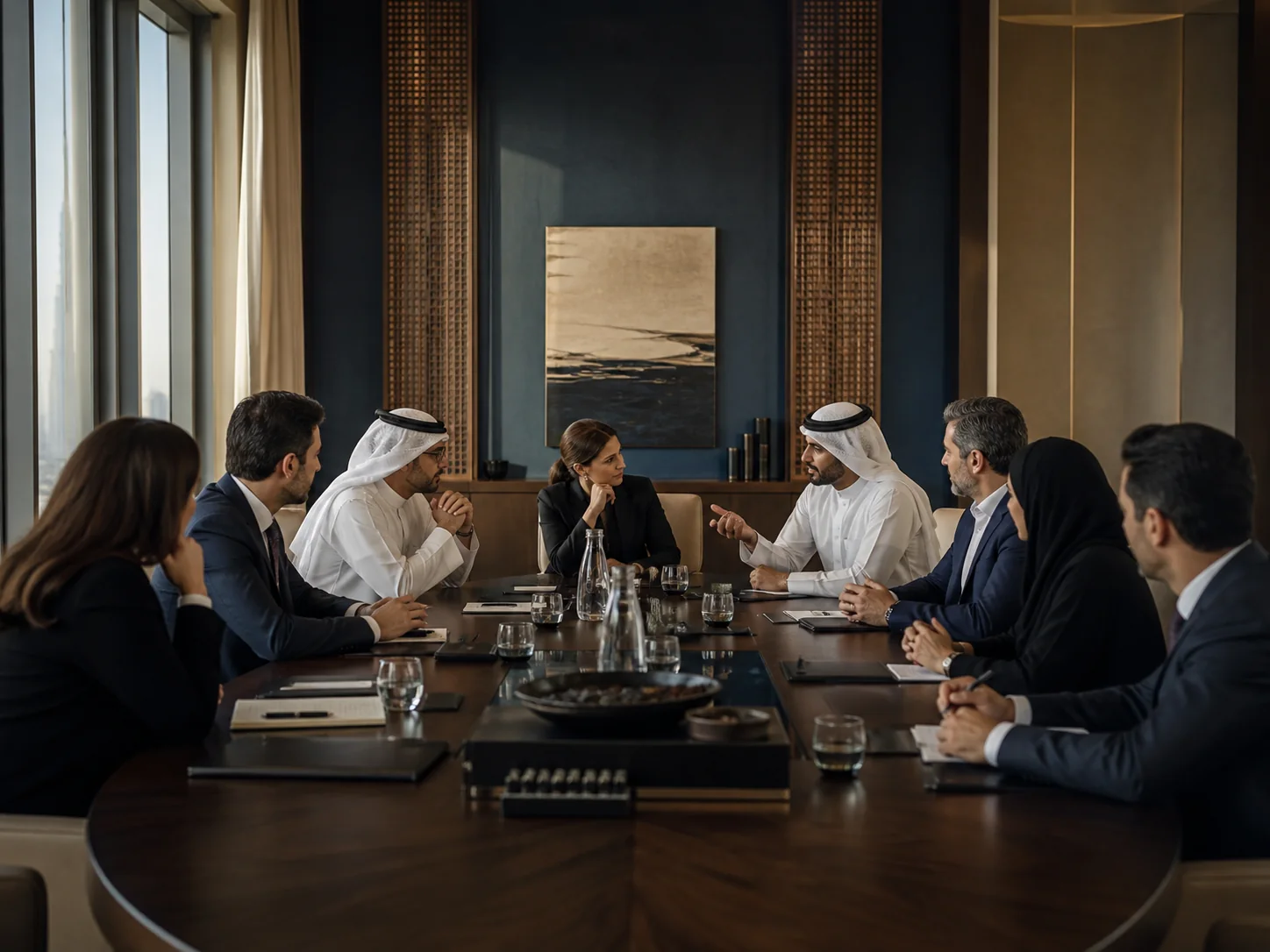 Senior professionals in a corporate strategy session