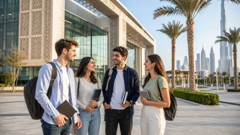 International students on a university campus in the UAE