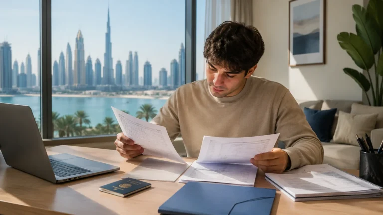 Student preparing documents for transfer to a UAE university.