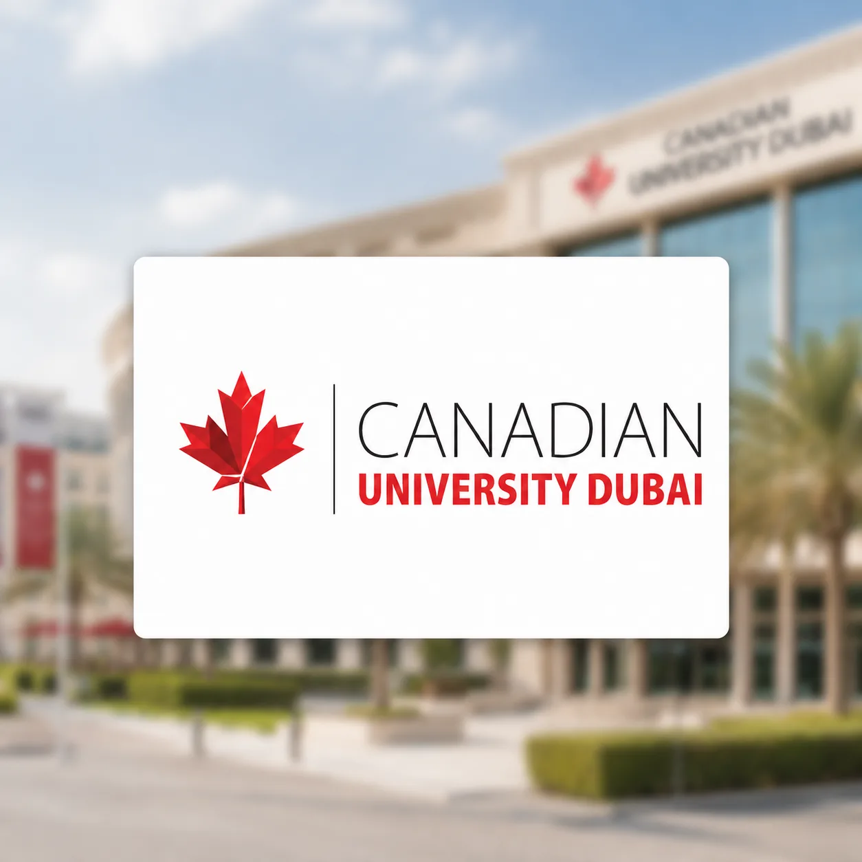 Canadian University Dubai campus and logo