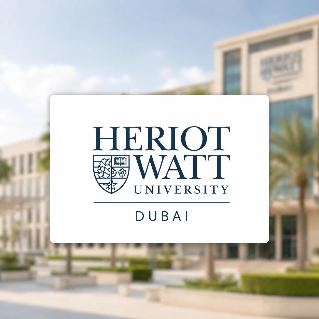 Heriot-Watt University Dubai campus and logo