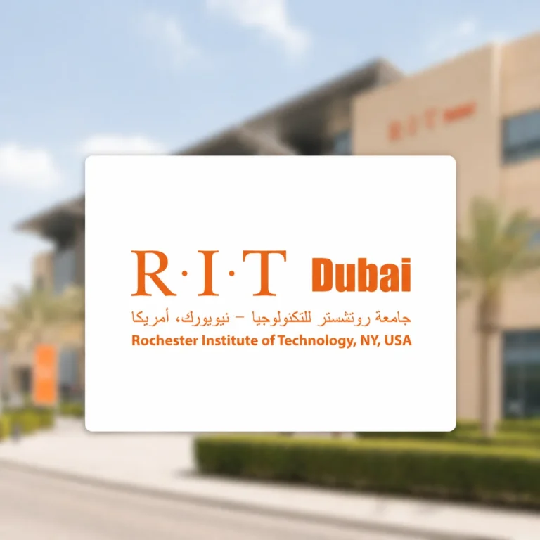 RIT Dubai campus and logo