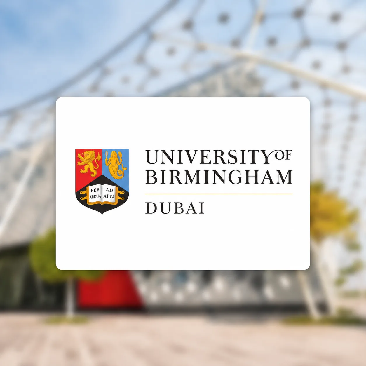 University of Birmingham Dubai campus and logo
