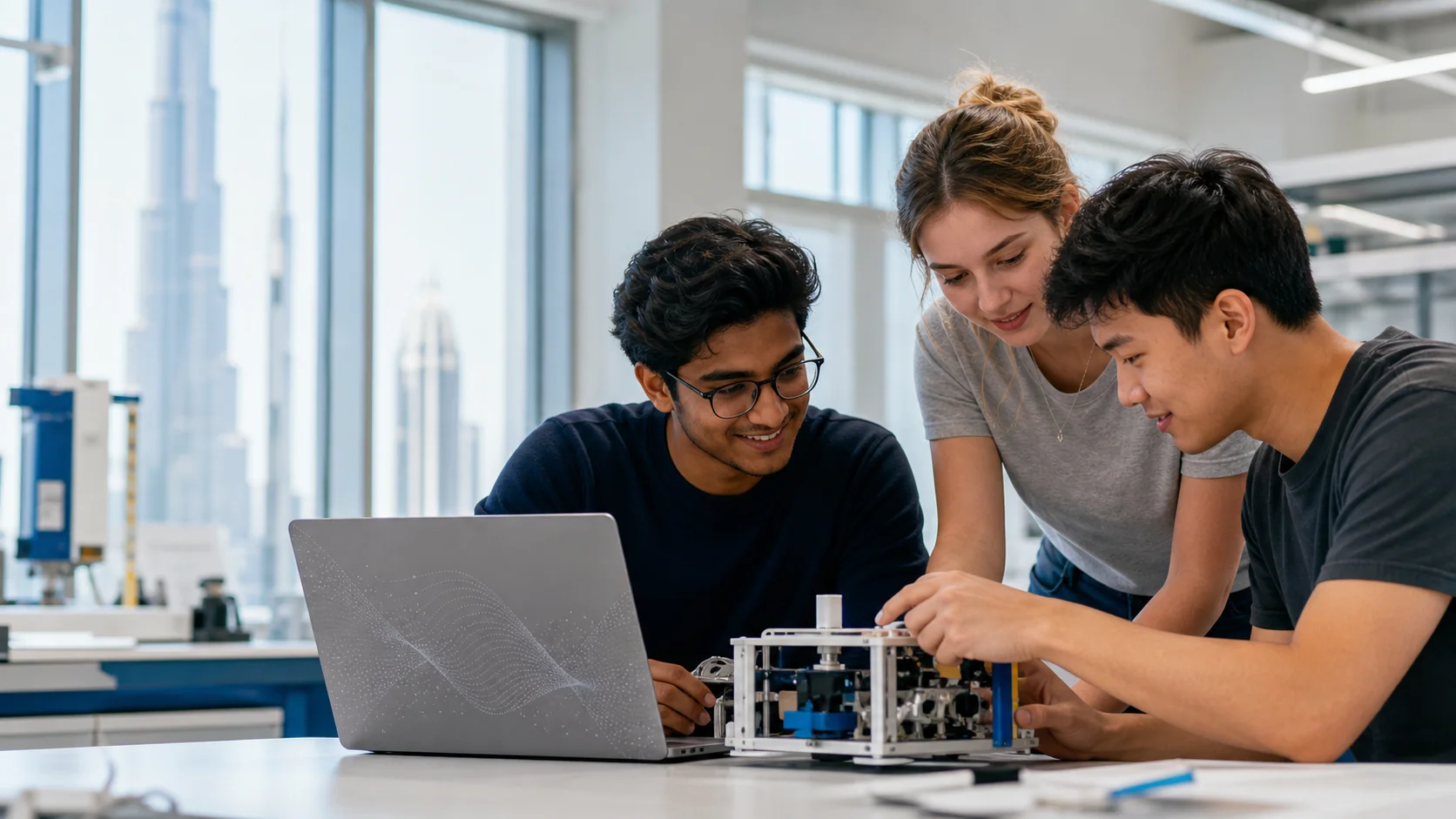 Indian students working on a technical project