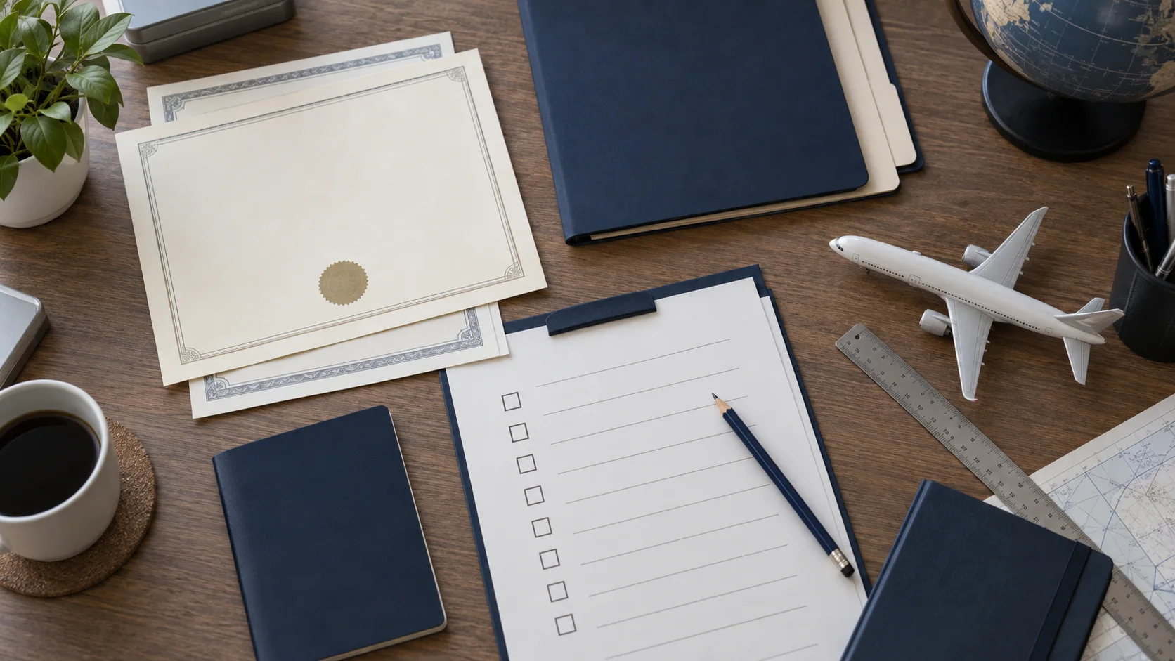 Illustration of preparing documents for aircraft maintenance admission
