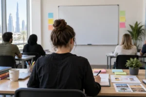 Illustration of a teacher training workshop in Dubai