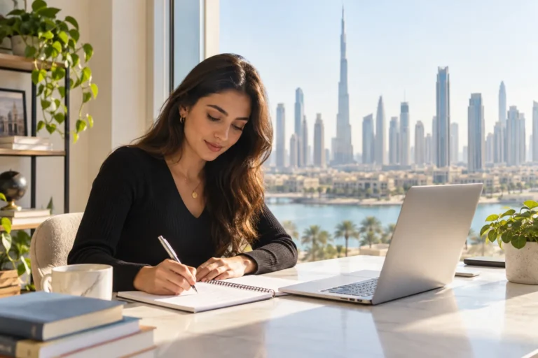 Student preparing for English study in Dubai