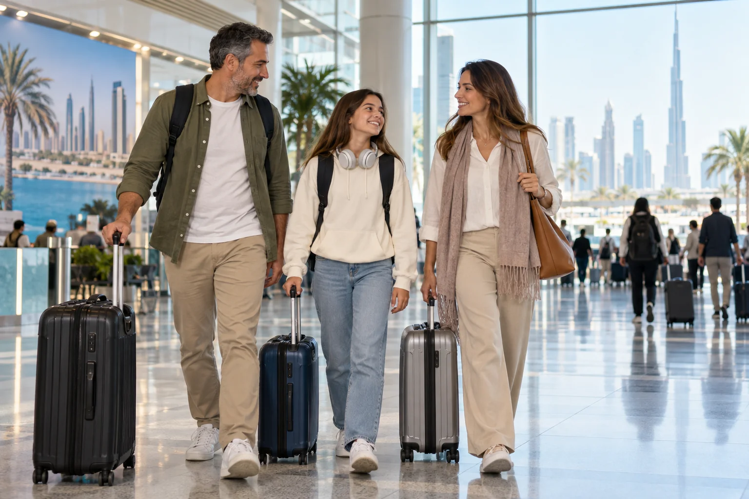Family arrival at the airport
