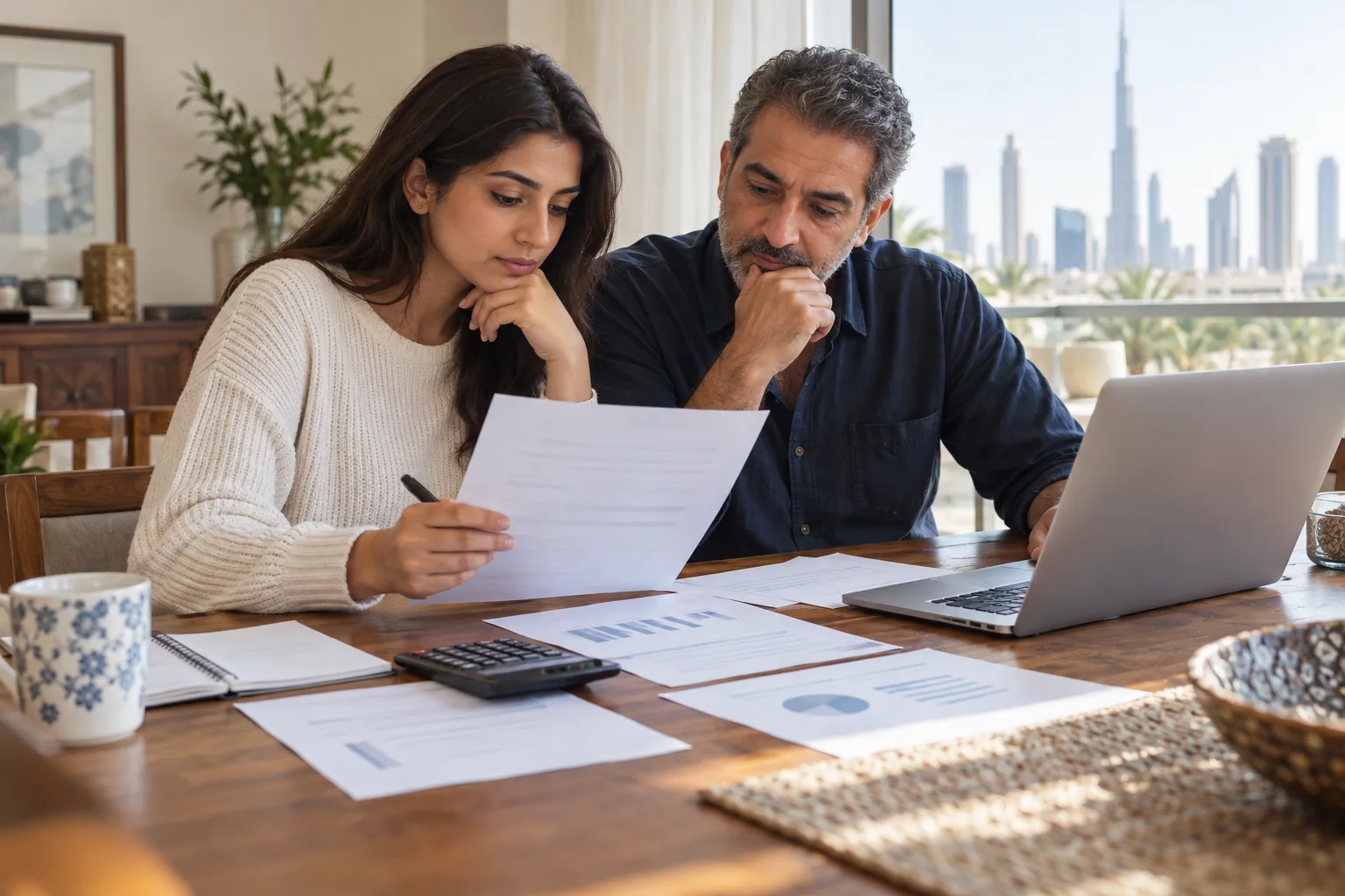 Applicant and parent reviewing a university study budget