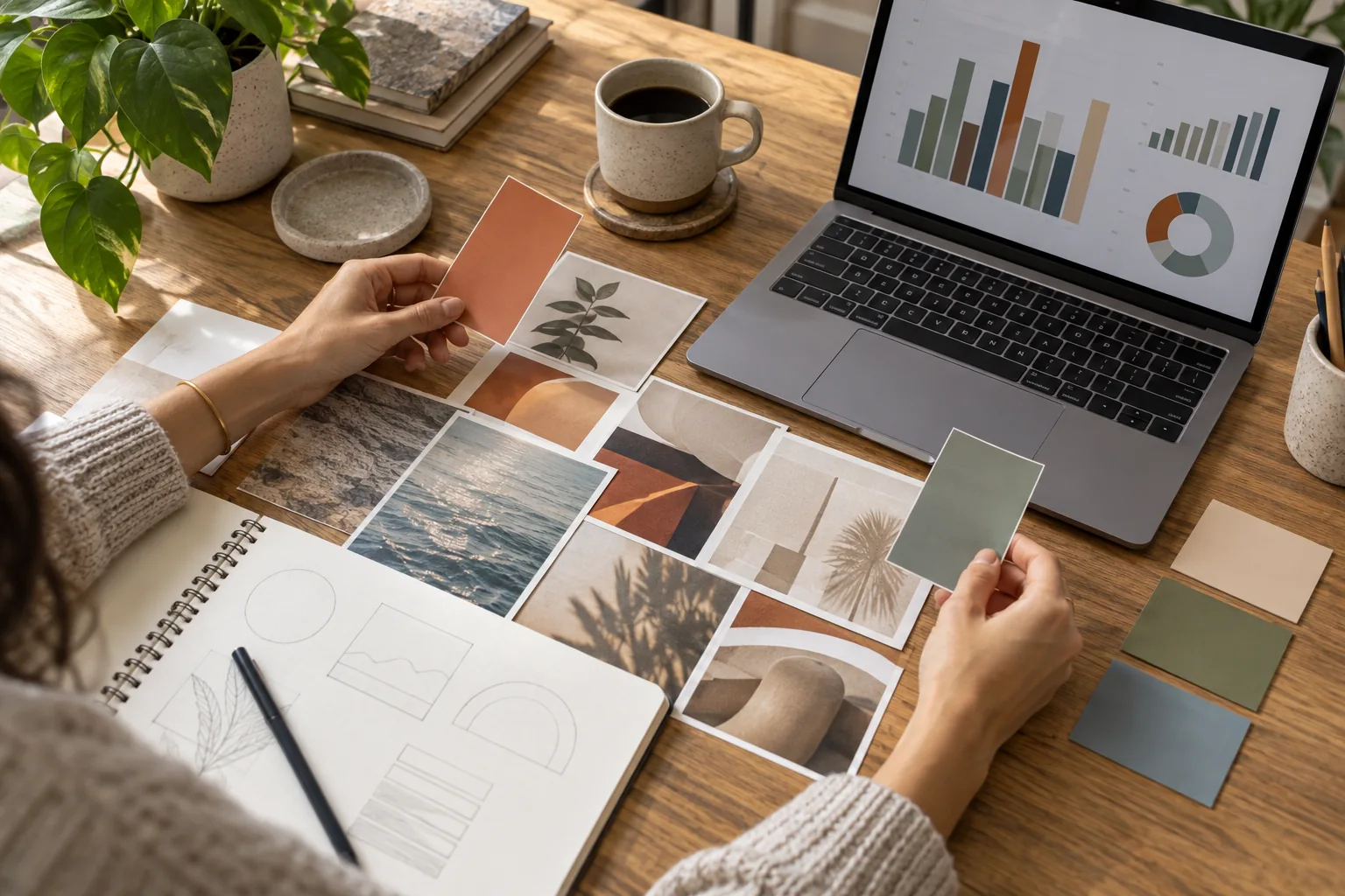 Student combining a brand moodboard with campaign analytics