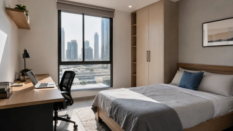 Student room prepared for a first semester at a Dubai university