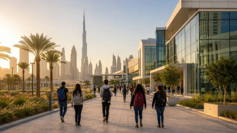 Student comparing English language schools in Dubai before university admission