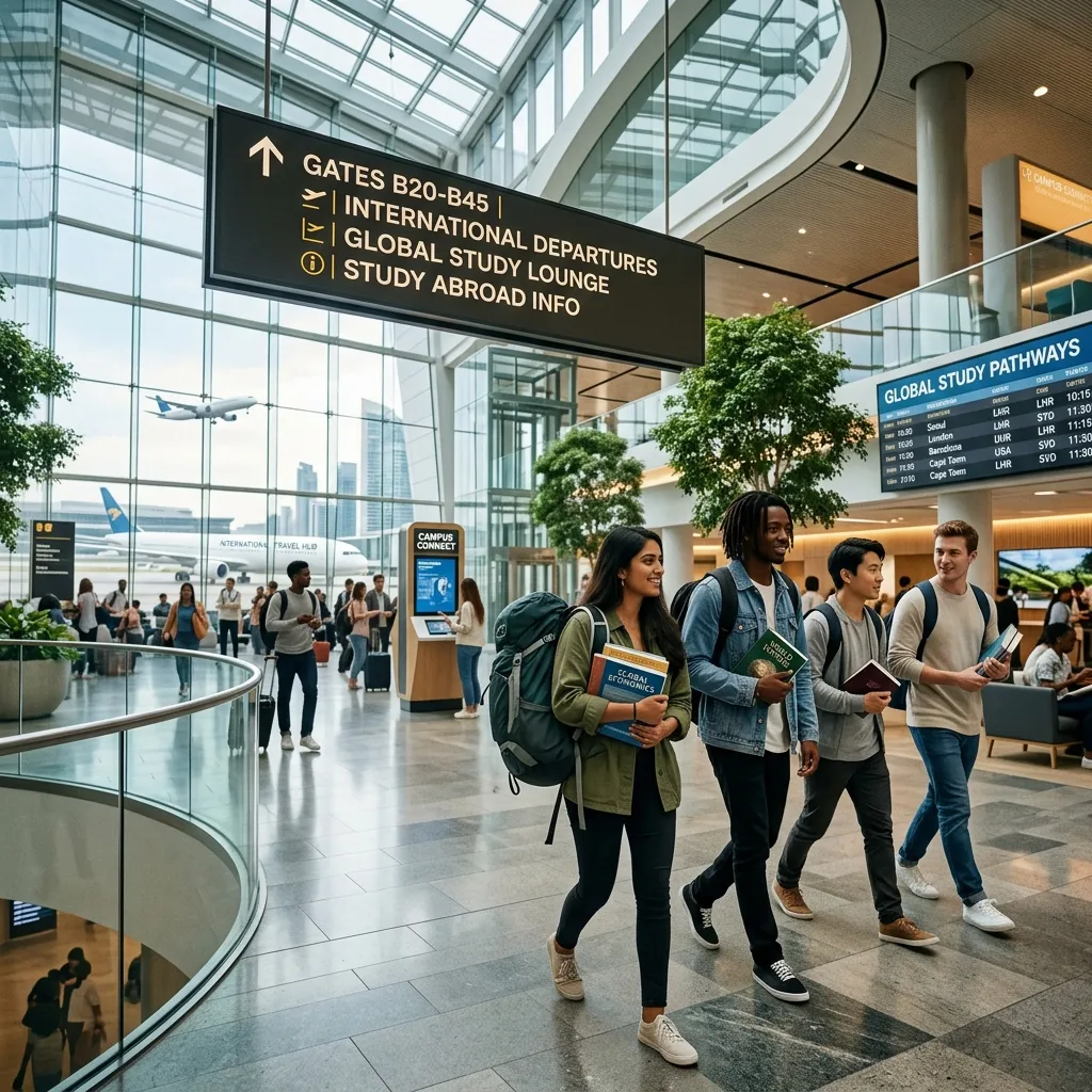 Students walking in global campus